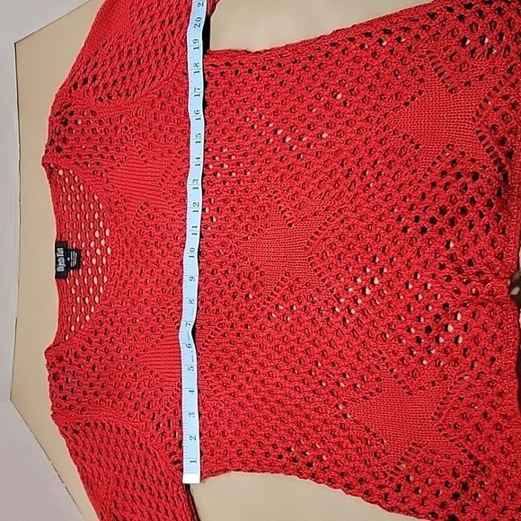 Objects D'Art, Open Knit Red Sweater, Star Detail. Size M. New without Tags - Picture 5 of 9